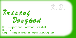 kristof doszpod business card